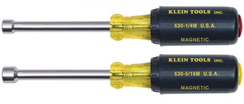 Klein tools 630m 2 piece magnetic tip nut driver set - 3&#039;&#039; hollow shanks -new for sale