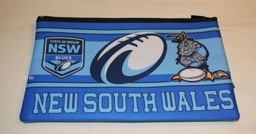 NRL State Of Origin New South Wales NSW Blues Neoprene Zip Up Pencil Case New
