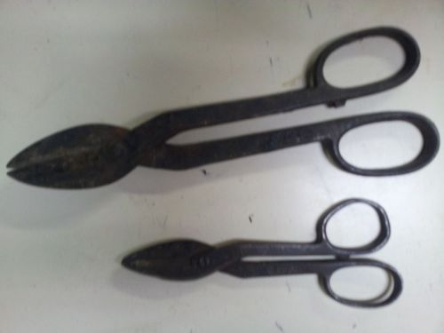 2 VINTAGE METAL CUTTING SNIPS, 12 1/2&#034; AND 8&#034;. FORGED STEEL
