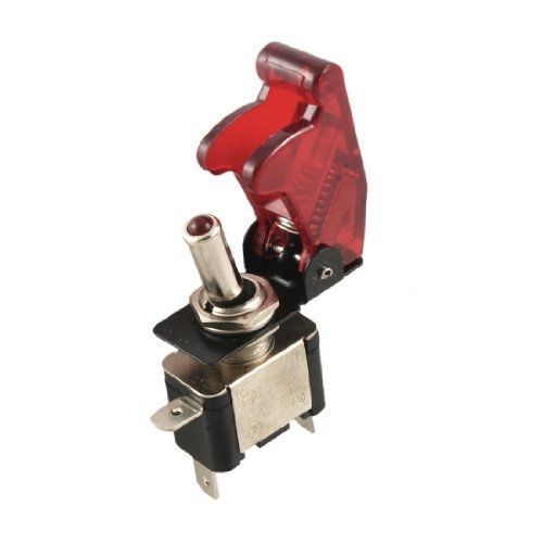 DC 12V On Off Racing Car Illuminated Toggle Switch + Red Cover