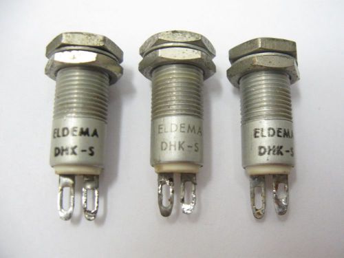 (3) ELDEMA DHK-S Bi-Pin Cartridge Lampholders Panel Mount Indicator Lights