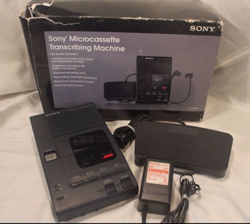 SONY M-2000A Microcassette Transcriber Recorder Dictation + Pedal +Power Adapter
