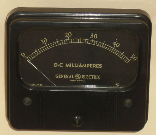 Illuminated GE General Electric 8DO58A-Y136 Type DO-58 Panel Meter 0 - 50MA
