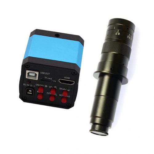 14mp tv hdmi usb industry digital c-mount microscope camera tf card + 180x lens for sale