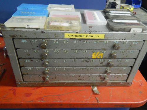 Huot industrial 3 drawer drill bit cabinet with large amount of carbide drills for sale