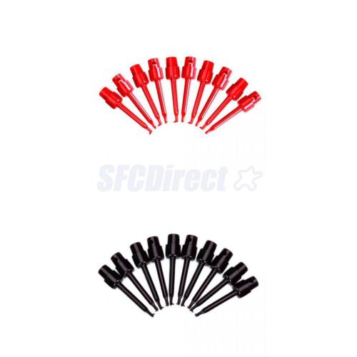 20 mini hook clip grabber test probe for tiny component smd ic pcb diy red/black for sale