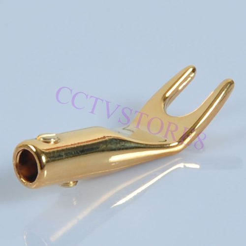 8pc 24K Gold Plated Spade Fork Plug Banana Speaker Cable HIFI Audio Connector