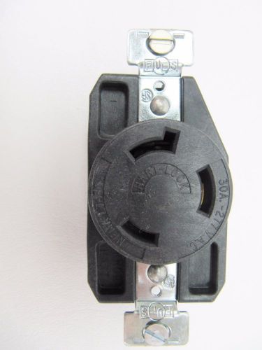 Nib cooper arrow hart 6360 black single locking receptacle 30 amp 277 vac 2 pole for sale