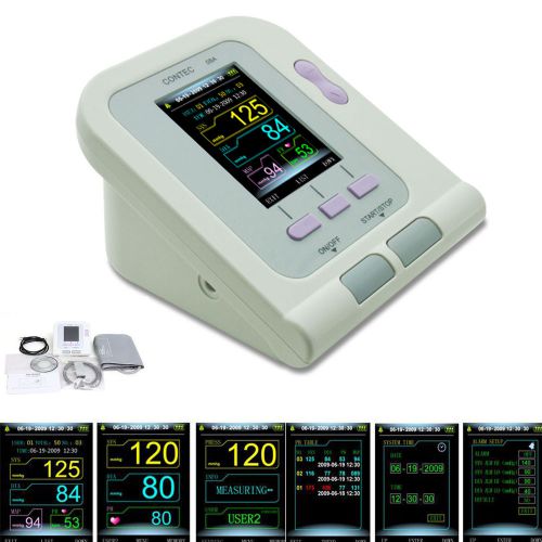 Color LCD Display TFT Automatic Blood Pressure Monitor+SPO2 Sensor Probe-O8A