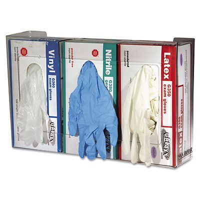 Clear plexiglas disposable glove dispenser, three-box, 18w x 3 3/4d x 10h g0805 for sale