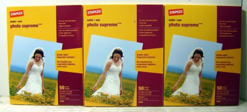 Staples Photo Supreme Matte Inkjet Paper 8.5 x 11 Lot 3 x 50 = 150 Sheets  00809