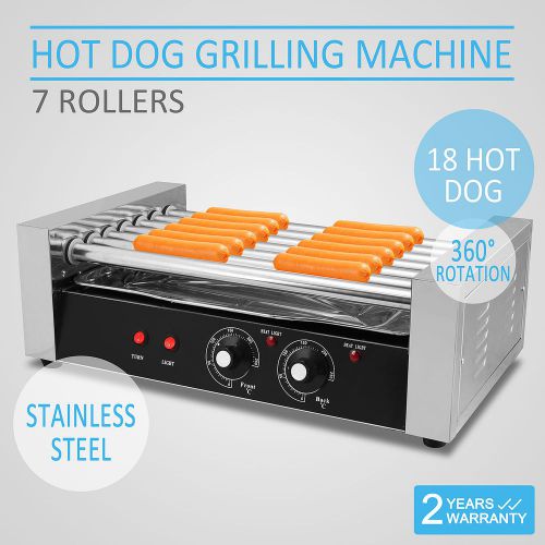 7 ROLLER 18 HOT DOG GRILLING MACHINE STAINLESS STEEL COMMERCIAL ROLLING GREAT