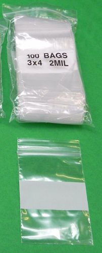 1000 PLASTIC Bag 4 x 6 zip lock WHITE BLOCK resealable poly reclosable bags 2MIL
