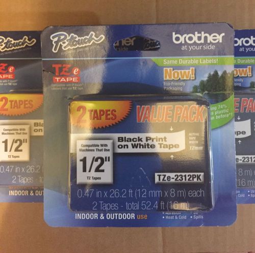 2 Pack Genuine Brother TZe-131 Black on Clear Tape 1/2&#034; x 26.2&#039; Labels TZ-131