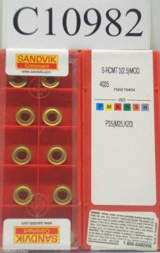 (10) new sandvik coromant carbide inserts s-rcmt 3(2.5) mod 4035 lot c10982 for sale