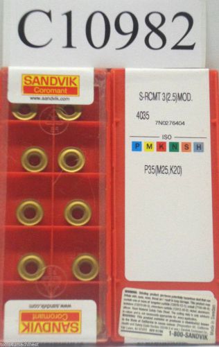 (10) NEW SANDVIK COROMANT CARBIDE INSERTS S-RCMT 3(2.5) MOD 4035 LOT C10982