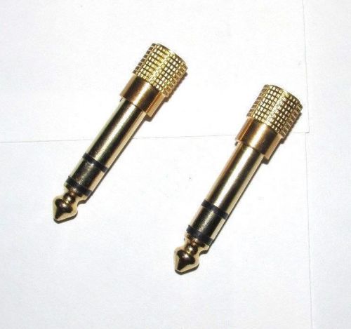 2X  6.35mm Male Jack to 3.5mm Female Gold Plated Audio ships from US