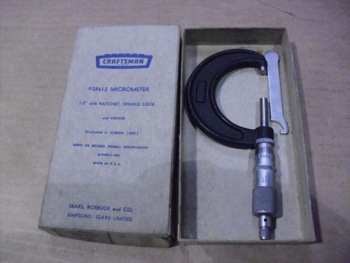 Craftsman 1&#034;-2&#034; micrometer # 38612 with ratchet spindle lock for sale
