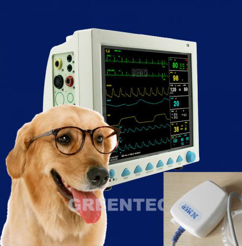 US STOCK Veterinary Multi Paramete Patient Monitor NIBP/ECG/SPO2/RESP/TEMP/ETCO2