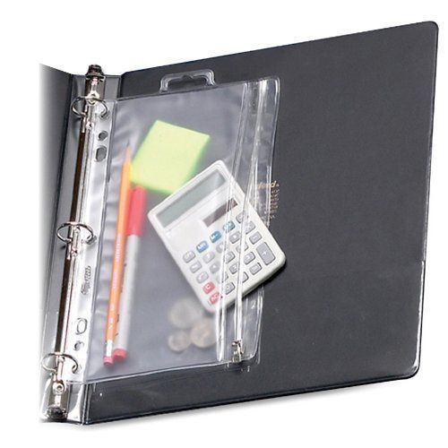 Oxford Zippered Ring Binder Pocket, 6 x 9-1/2, Clear/White (68599)
