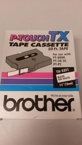 Genuine Brother TX2311 Laminated Tape Cartridge 1 Roll Black on White BRTTX2311