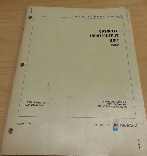 Manual supplement HP Hewlett Packard 85001A cassette input/output unit