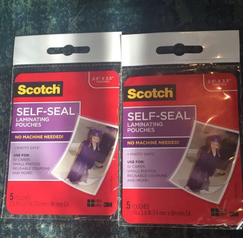 Scotch  2 1/2&#034; x 3 1/2&#034; self-sealing laminating 9.6 mil - set of 10 pouches new for sale