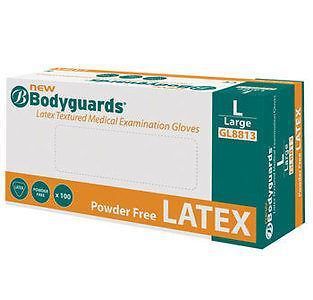 Box 100 Bodyguards New Latex Powder Free Medical Examination Disposable Gloves