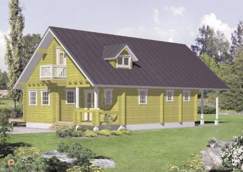 Scandinavian Log Homes for Sale - Morning, Made with Laminated Logs