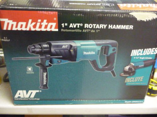 Makita HR2641X1 8-Amp 1&#034; AVT SDS Plus Rotary Hammer + 4-1/2&#034; Angle Grinder New
