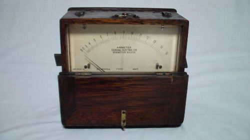 VINTAGE GENERAL ELECTRIC GE WOODEN AMMETER 0 TO 15 AMPS NP 6887-B NO 188859