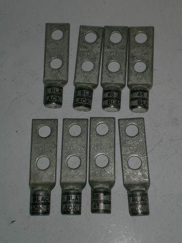 (8) Thomas &amp; Betts Black Die 45 SHORT Barrel Copper Terminal Lug 2/0 AWG 125N