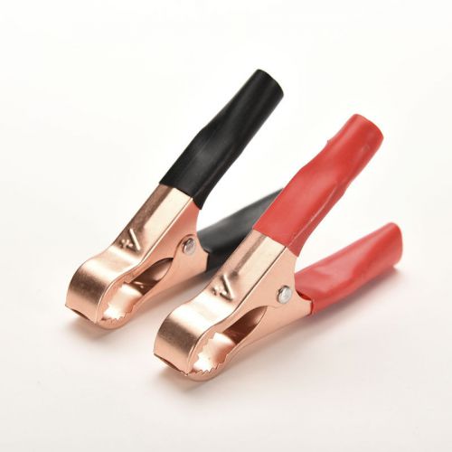 Red&amp;black car battery test lead clip crocodile alligator clamps 50a 80mm 2x cn8 for sale