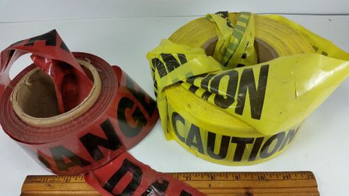 2 Partial Rolls 1 each- yellow CAUTION and red DANGER tape