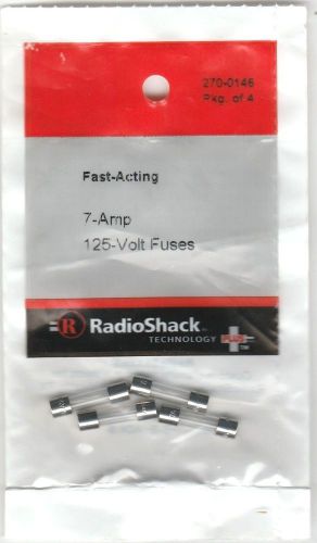 Radioshack 7-AMP 125 Volt Fast-Acting  5 X 20mm Fuses Pkg of 4 270-0146