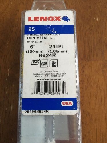 Lenox B624R Box Of 25 Of The 6&#034; 624R 24TPI Thin Metal Reciprocating Saw Blades