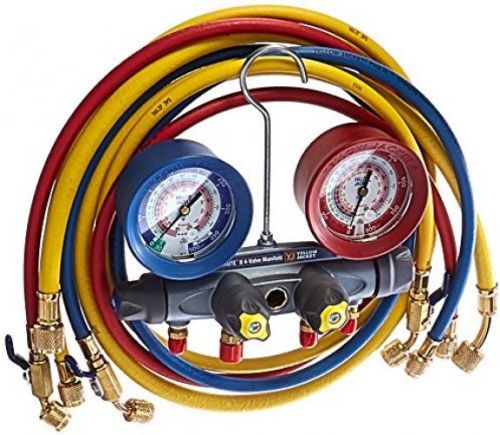 Yellow Jacket 46013 Brute II Test And Charging Manifold, F/C, Red/Blue Gauge,