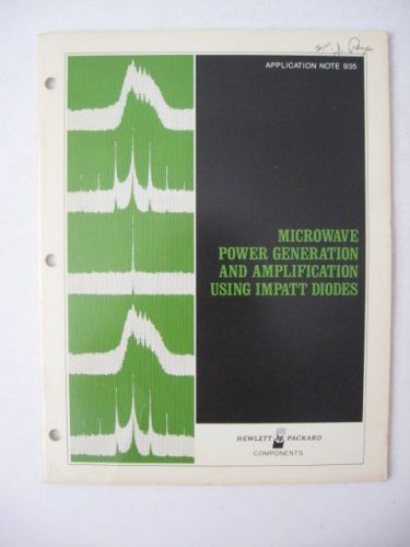 1972 HP Hewlett Packard Components Application Note 935 Microwave Impatt Diodes