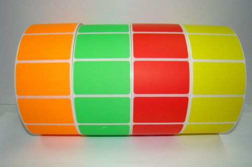 4 rolls 2500 each 2.5x1.5 orange green red yell thermal transfer labels 3&#034; core for sale
