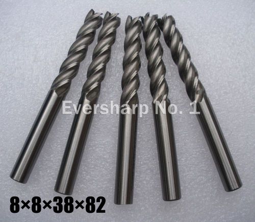 Lot 5pcs 4Flute Hss Long EndMills Cutting Dia 8mm Length 82mm Shank 8mm Mill Bit