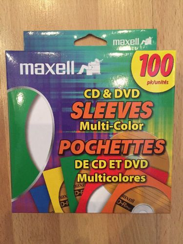 Maxell Multi-Color CD/DVD Sleeves - 100 Pack (190132) New