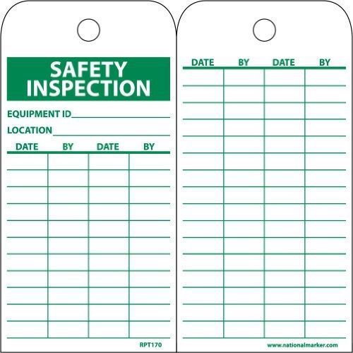 NMC RPT170 Accident Prevention Tag, &#034;SAFETY INSPECTION&#034;, 3&#034; Width x 6&#034; Height,