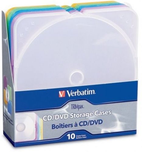 Verbatim trimpak cd and dvd storage cases - 5 assorted colors (10-pack) 93804 for sale