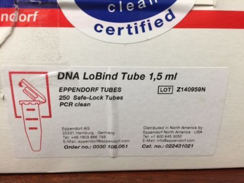 Original Eppendorf DNA LoBind Tube 1.5ml Cat# 022431021 250 PCR Clean Safe-Lock
