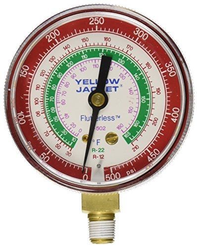 Yellow Jacket 49001 2-1/2&#034; Gauge (degrees F), Red Pressure, 0-500 psi,