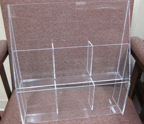 Acrylic Clear Brochure Holder Stand Tiered 6 Pockets 4x9 Pamphlets Display Table