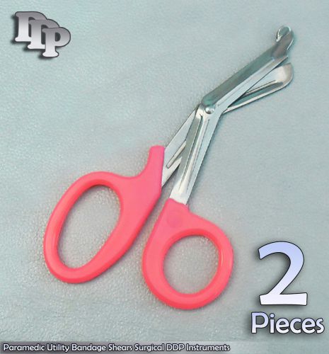 2 Pcs Paramedic Utility Bandage Shear Scissor 7.25&#034;Pink Surgical DDP Instruments