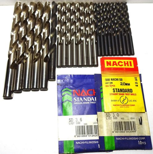 Nachi huge lot of 42 metalworking drill bits jobber length 3mm - 1/2&#034; hss new for sale