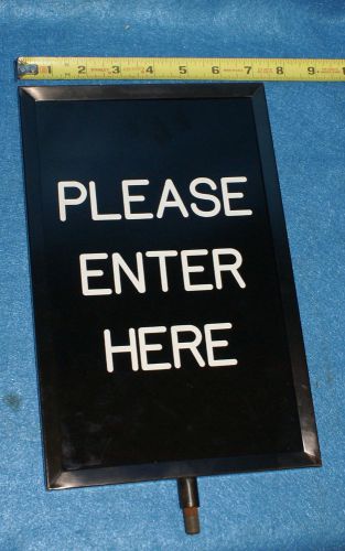 Black &amp; White Double Sided &#034;Please Enter Here&#034; Sign Crowd Control Post