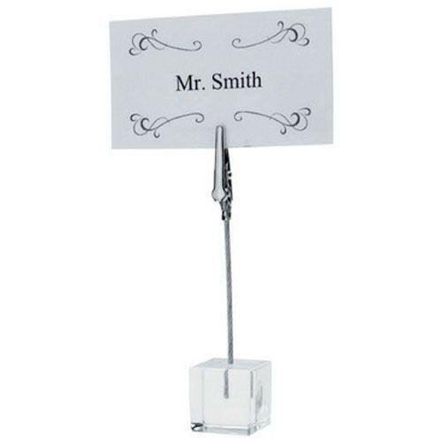 Winco TCD-4S, Nickel Plated Table Sign Clip with Square Acrylic Base, 6-Piece Pa